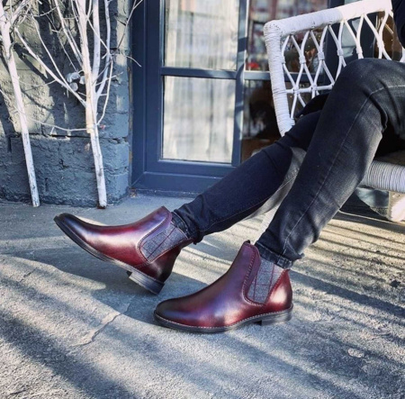 Ботинки челси бордовые на низком кабулке MARCO TOZZI 